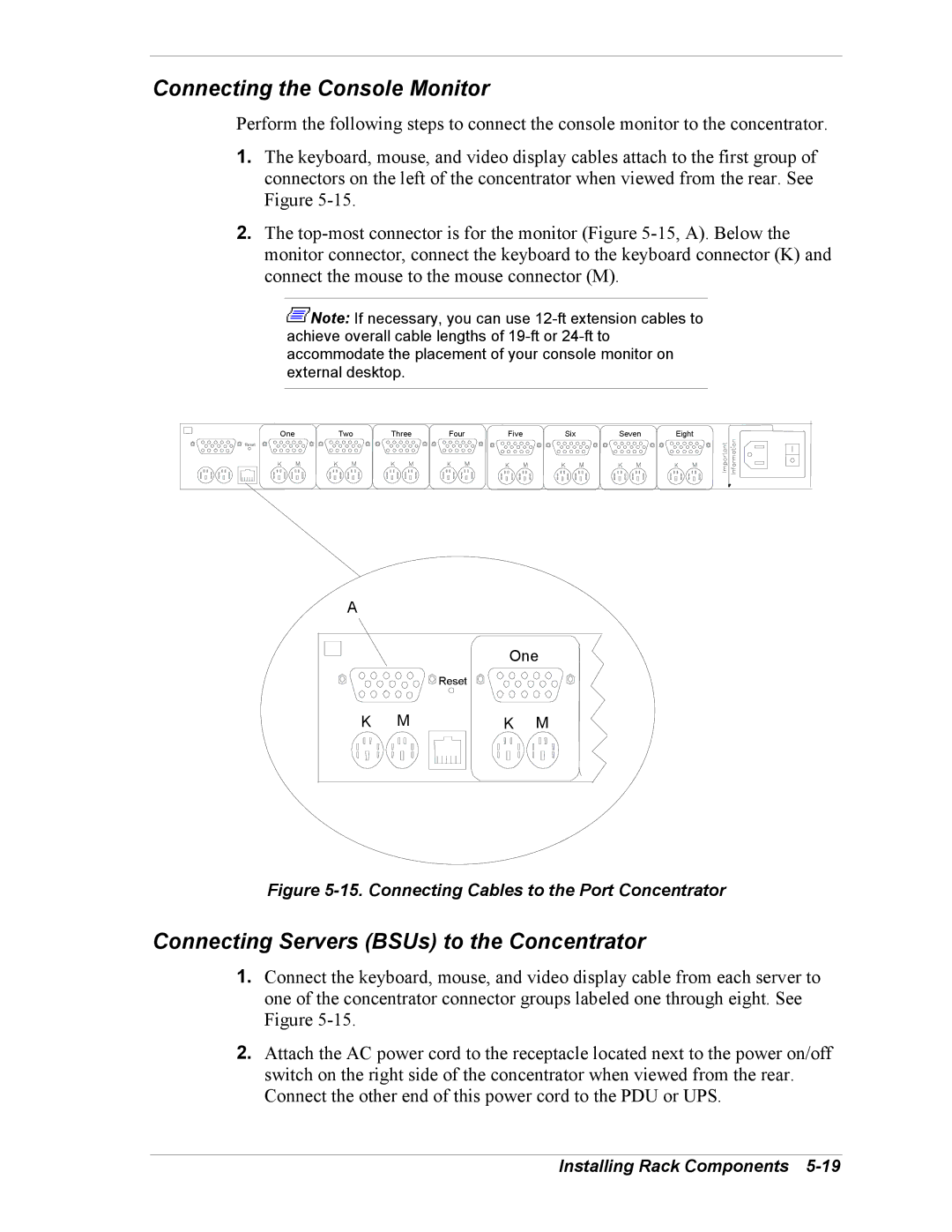 NEC EXPRESS800 manual Connecting the Console Monitor, Connecting Servers BSUs to the Concentrator 