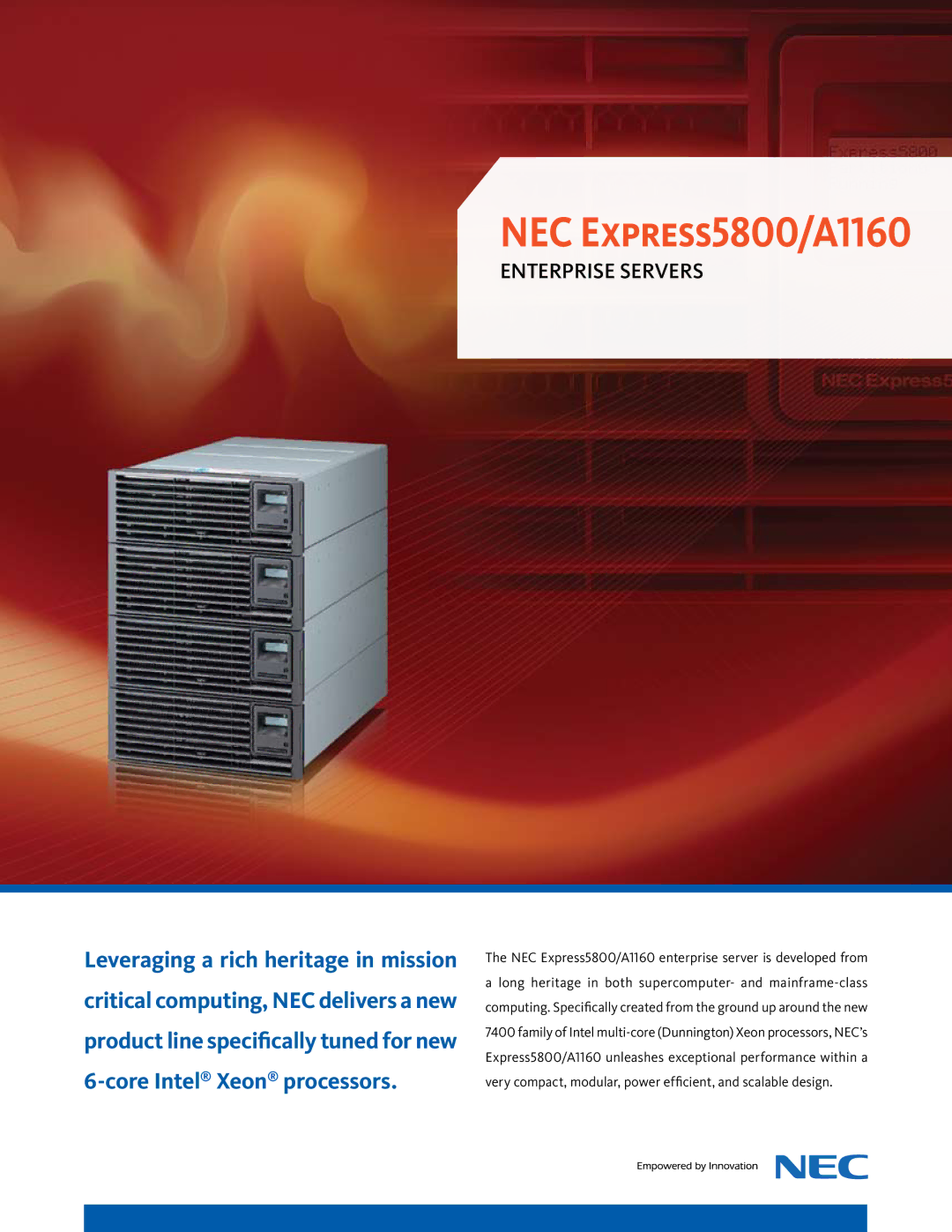 NEC ExpressA1160 manual NEC Express5800/A1160 enterprise server is developed from 