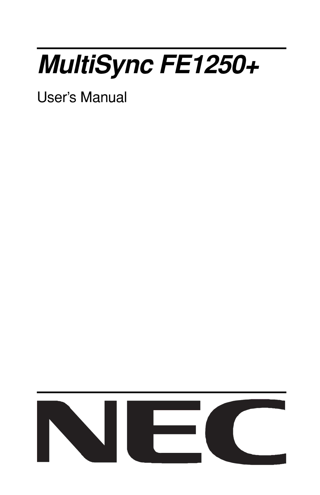 NEC user manual MultiSync FE1250+ 