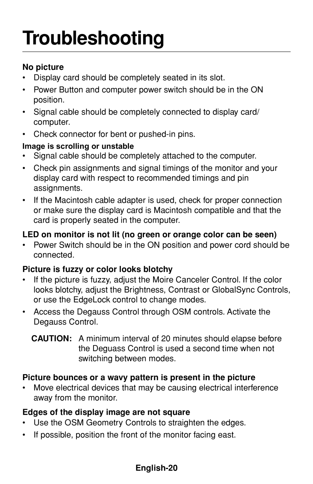 NEC FE1250+ user manual Troubleshooting 