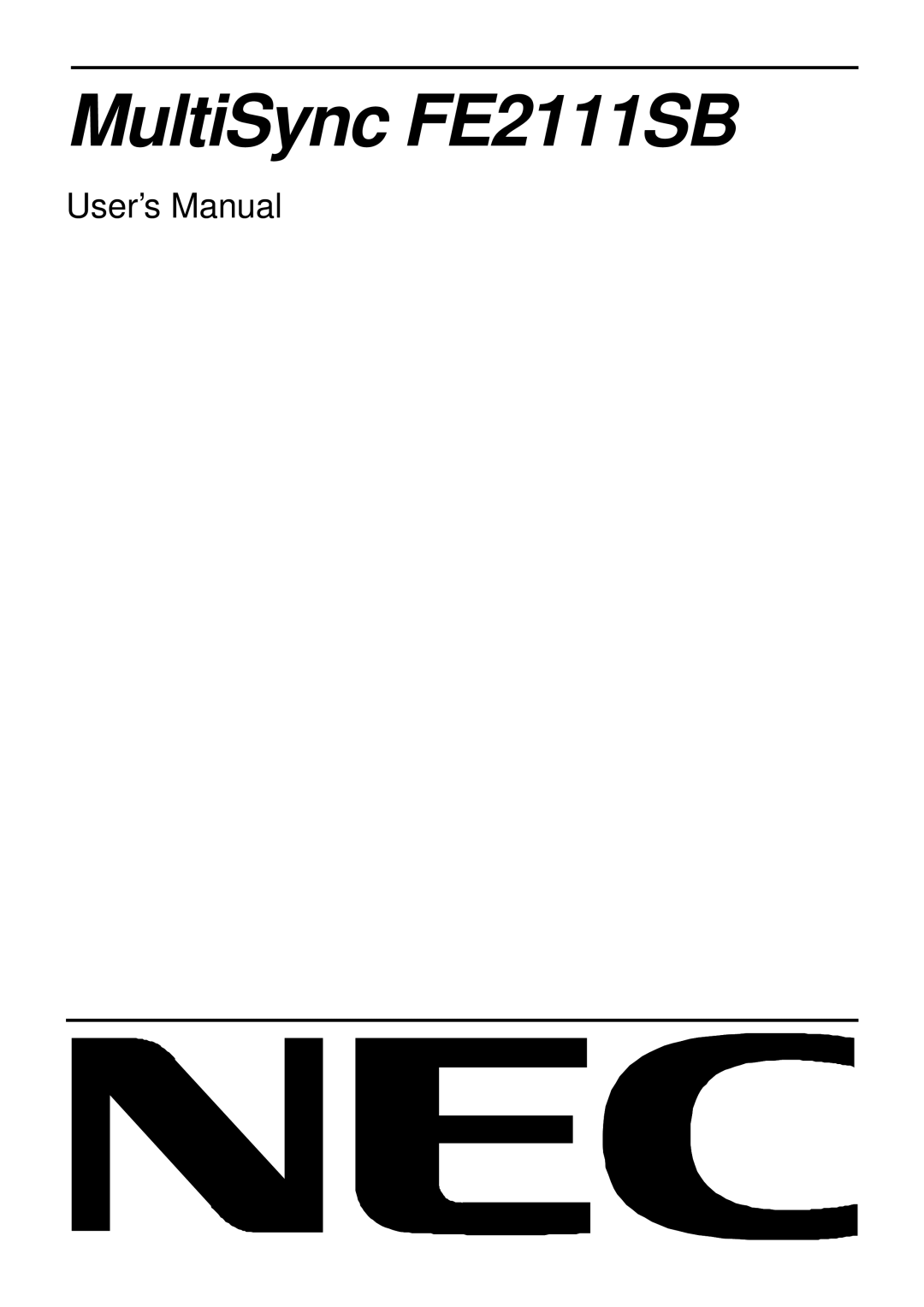 NEC user manual MultiSync FE2111SB 