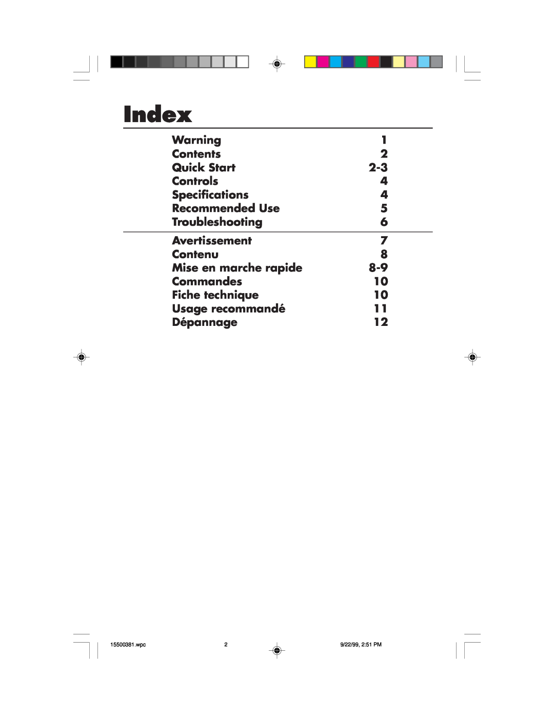 NEC FE700M manual Index 