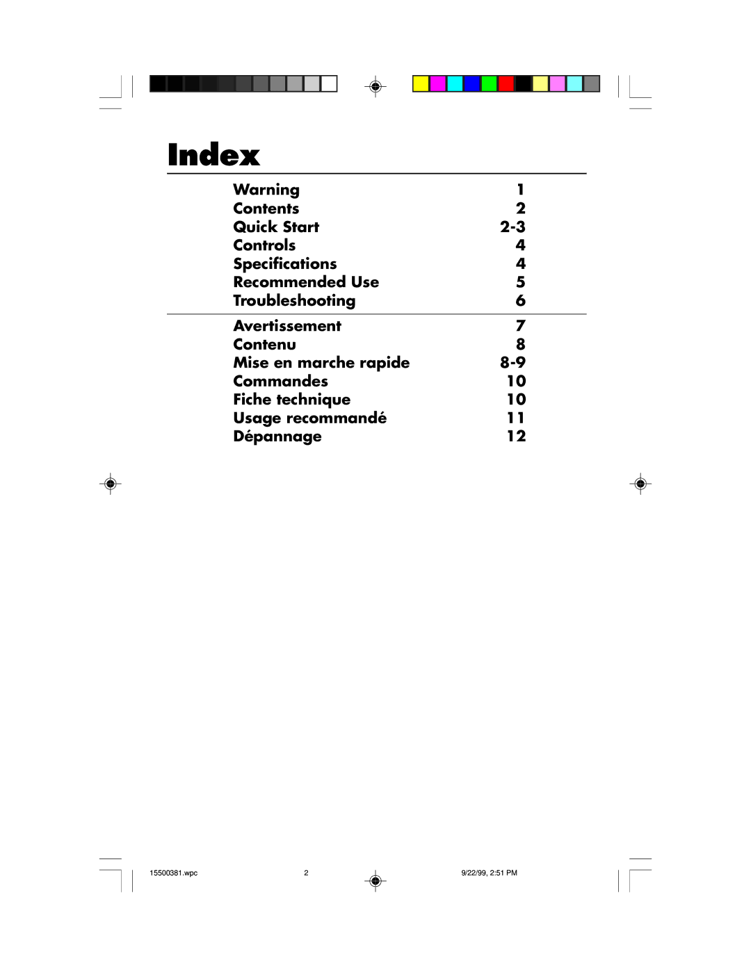 NEC FE700M manual Index 