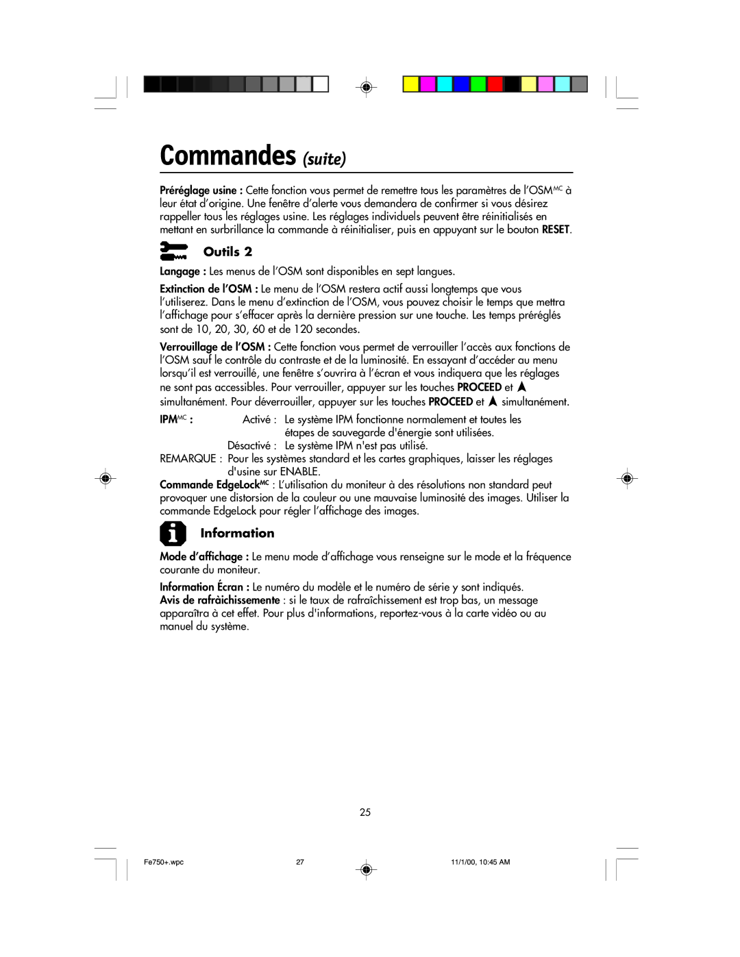 NEC FE750 Plus user manual Information 