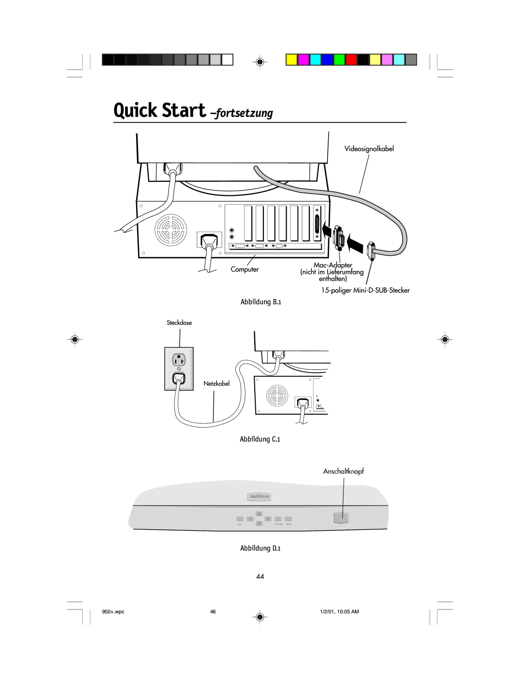 NEC FE950+ user manual Quick Start -fortsetzung 