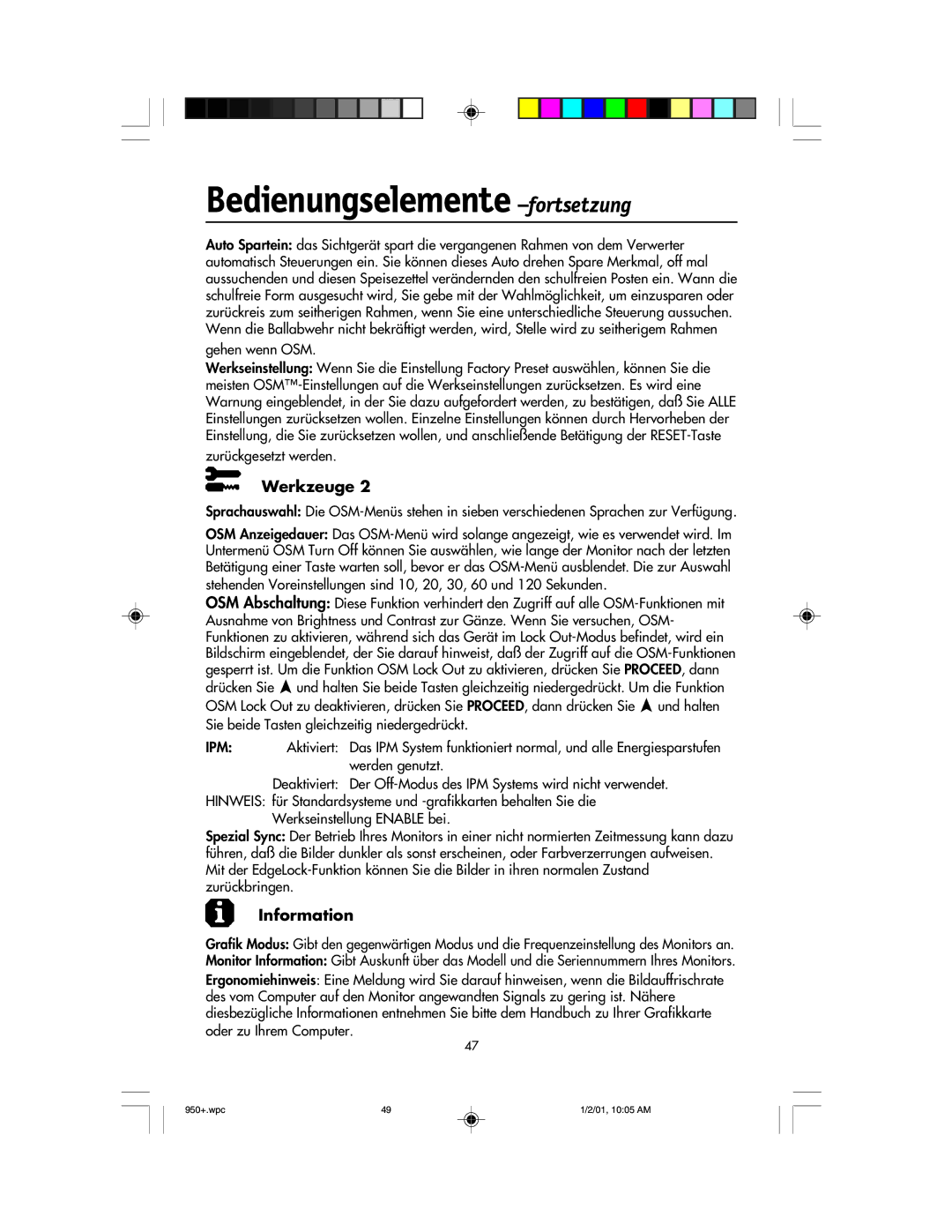 NEC FE950+ user manual Zurückgesetzt werden 