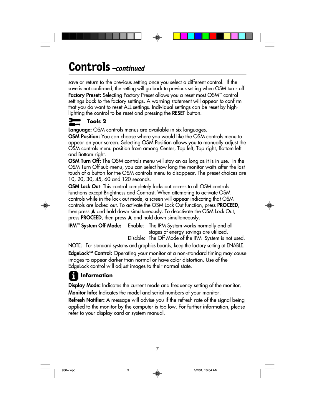 NEC FE950+ user manual Information 