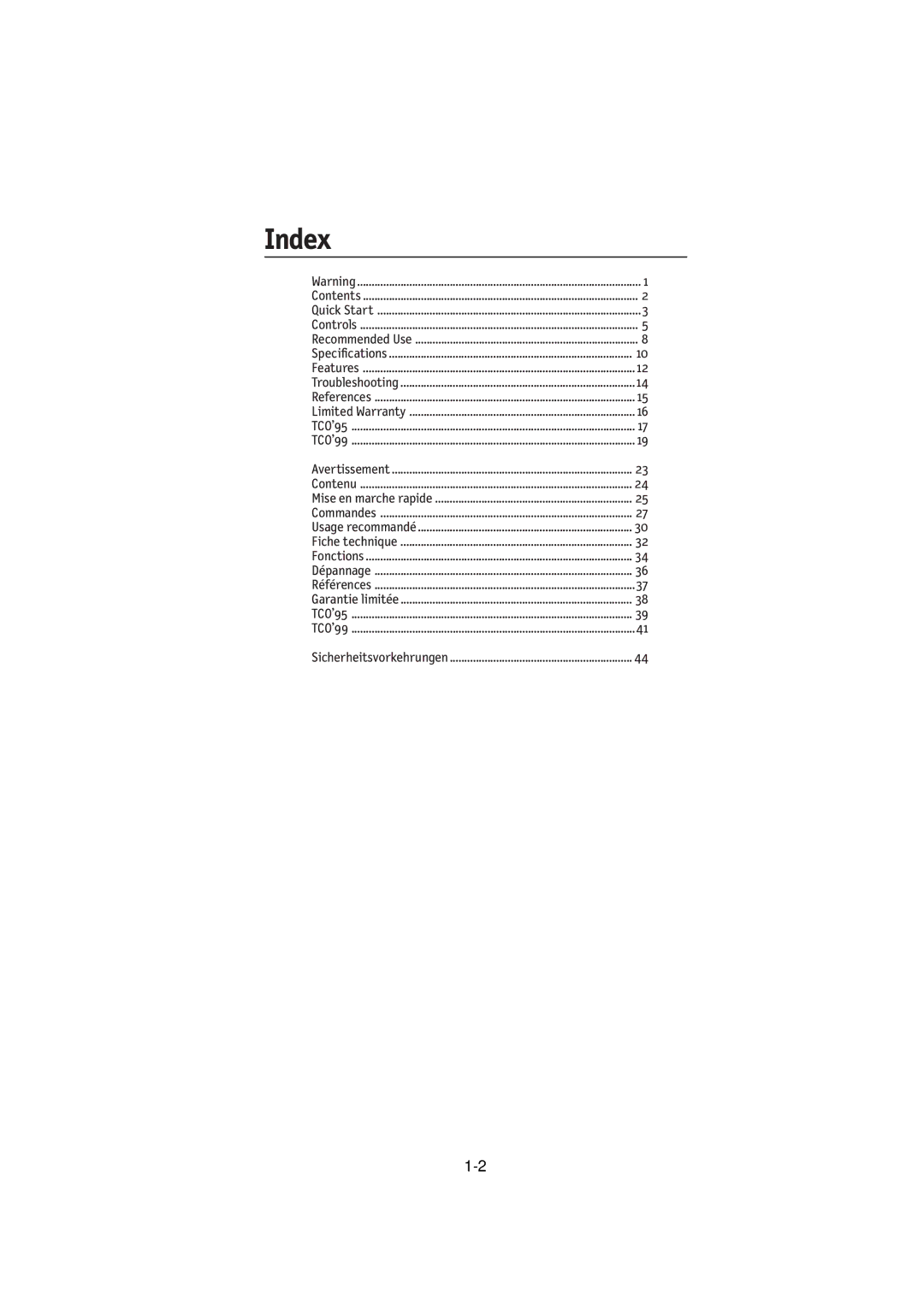 NEC FE991SB, FE791SB user manual Index 