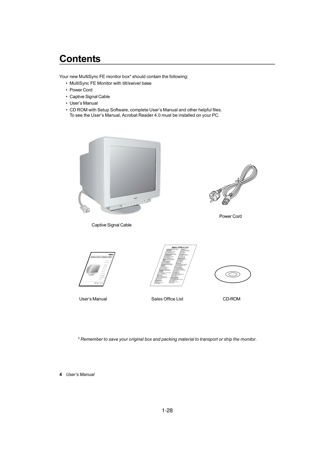 NEC FE991SB, FE791SB user manual Contents 