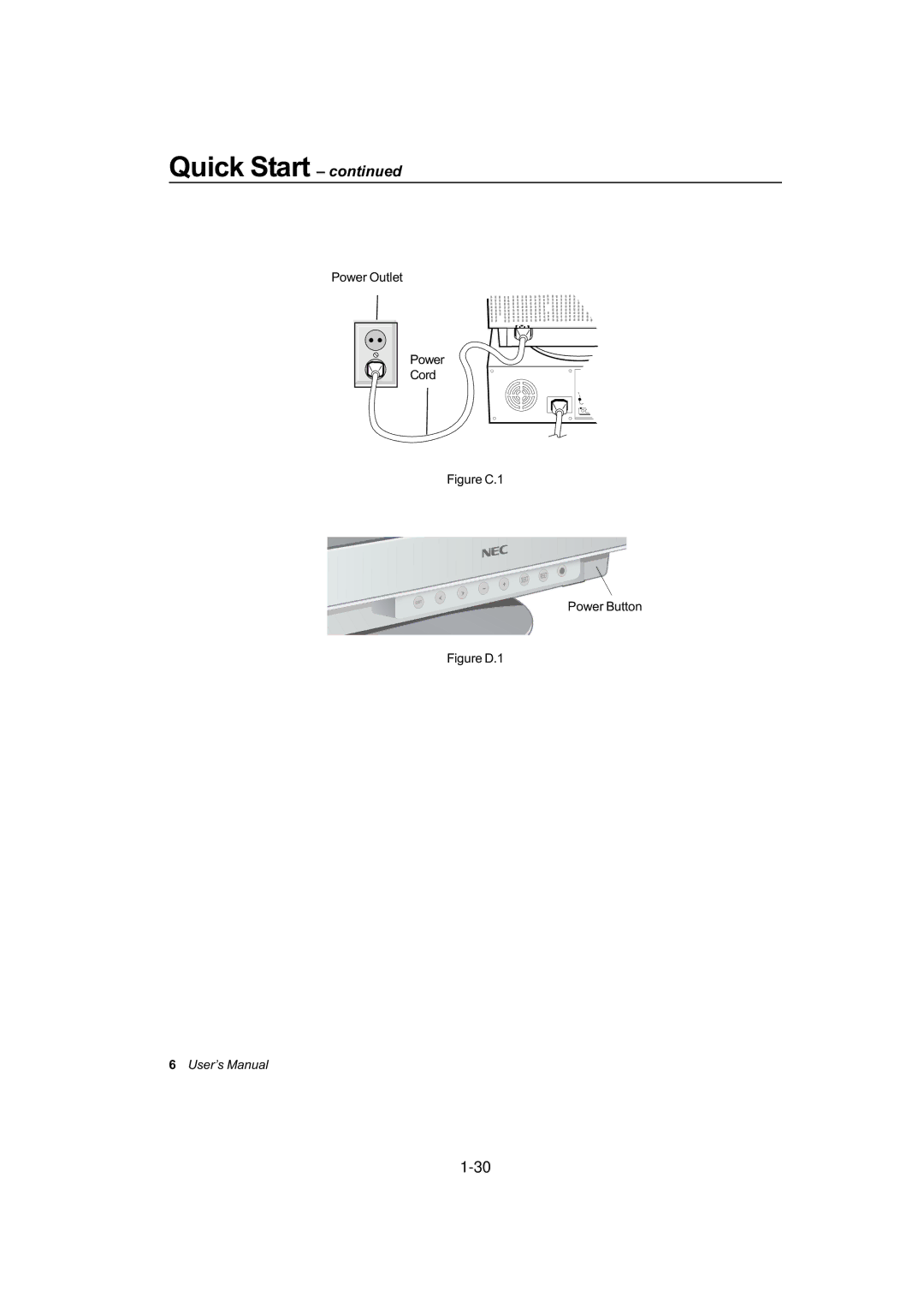 NEC FE991SB, FE791SB user manual Figure C.1 Power Button 