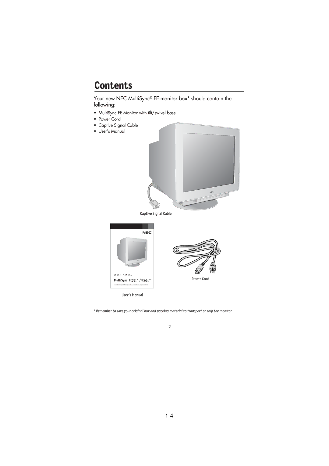 NEC FE991SB, FE791SB user manual Contents 