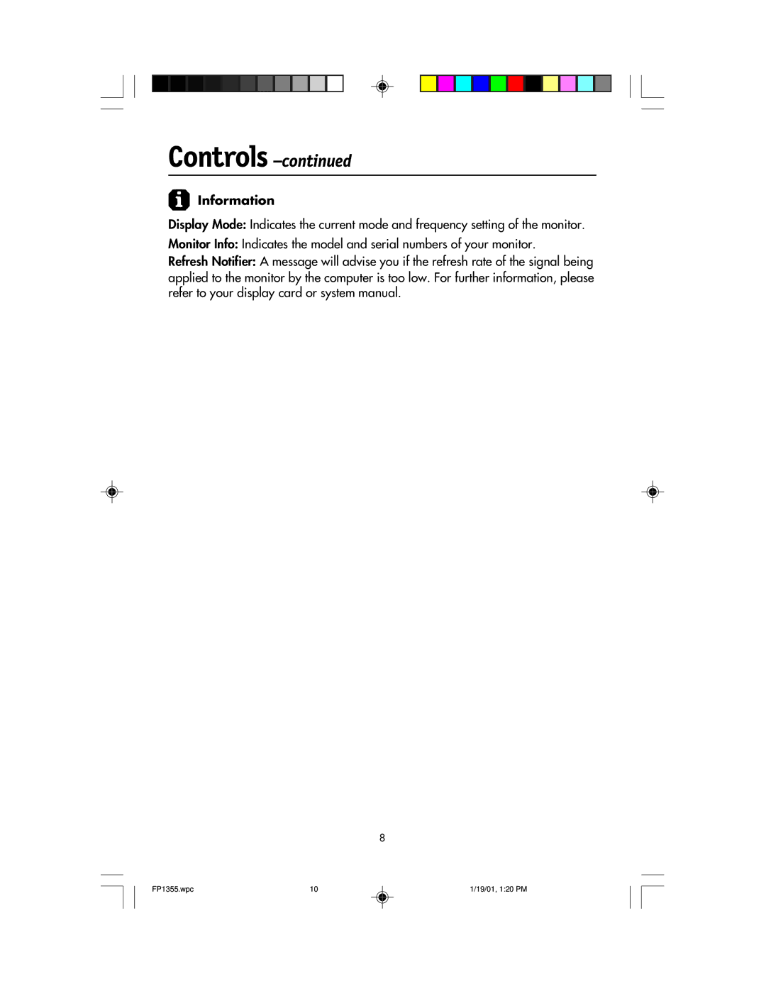 NEC FP1355 user manual Information 