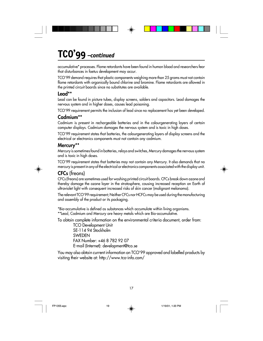 NEC FP1355 user manual TCO’99 