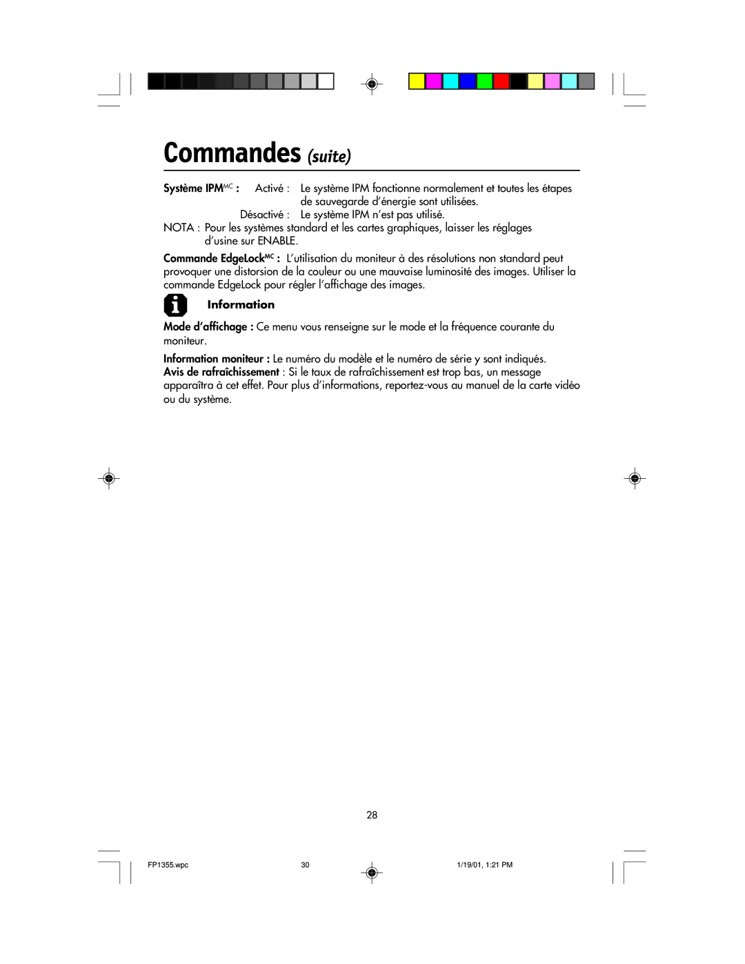 NEC FP1355 user manual Information 