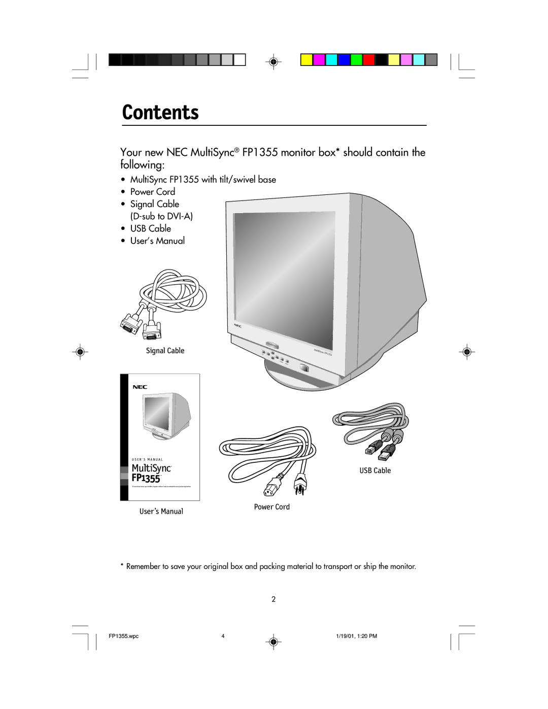 NEC FP1355 user manual Contents 