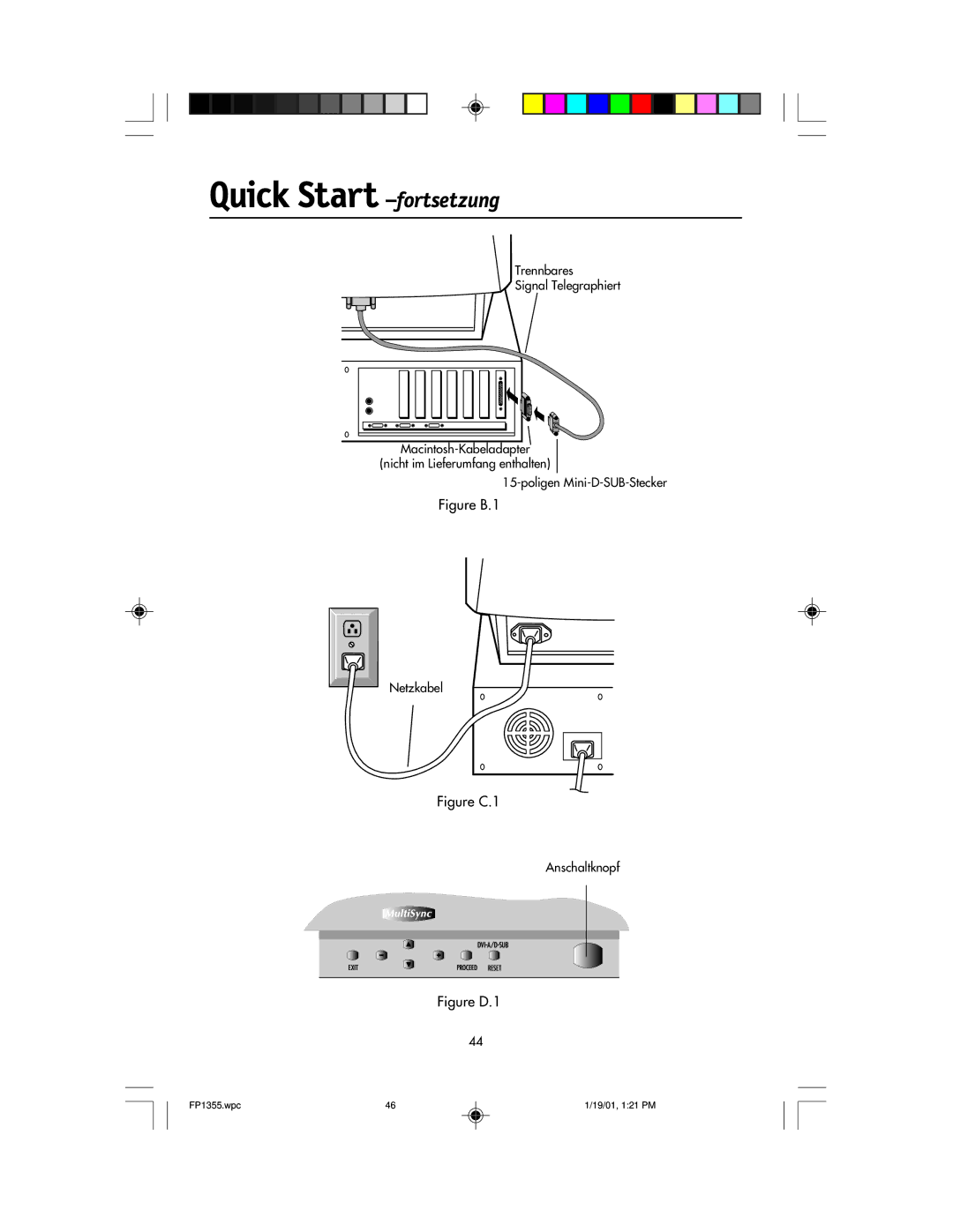 NEC FP1355 user manual Quick Start -fortsetzung, Figure B.1 