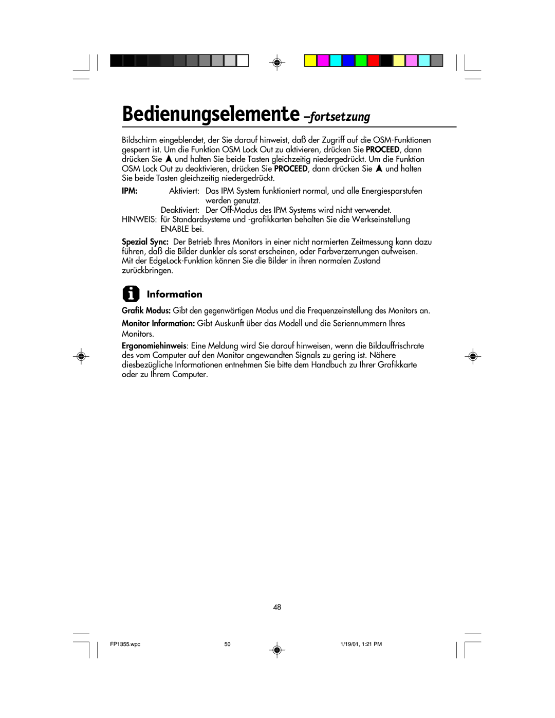 NEC FP1355 user manual Information 