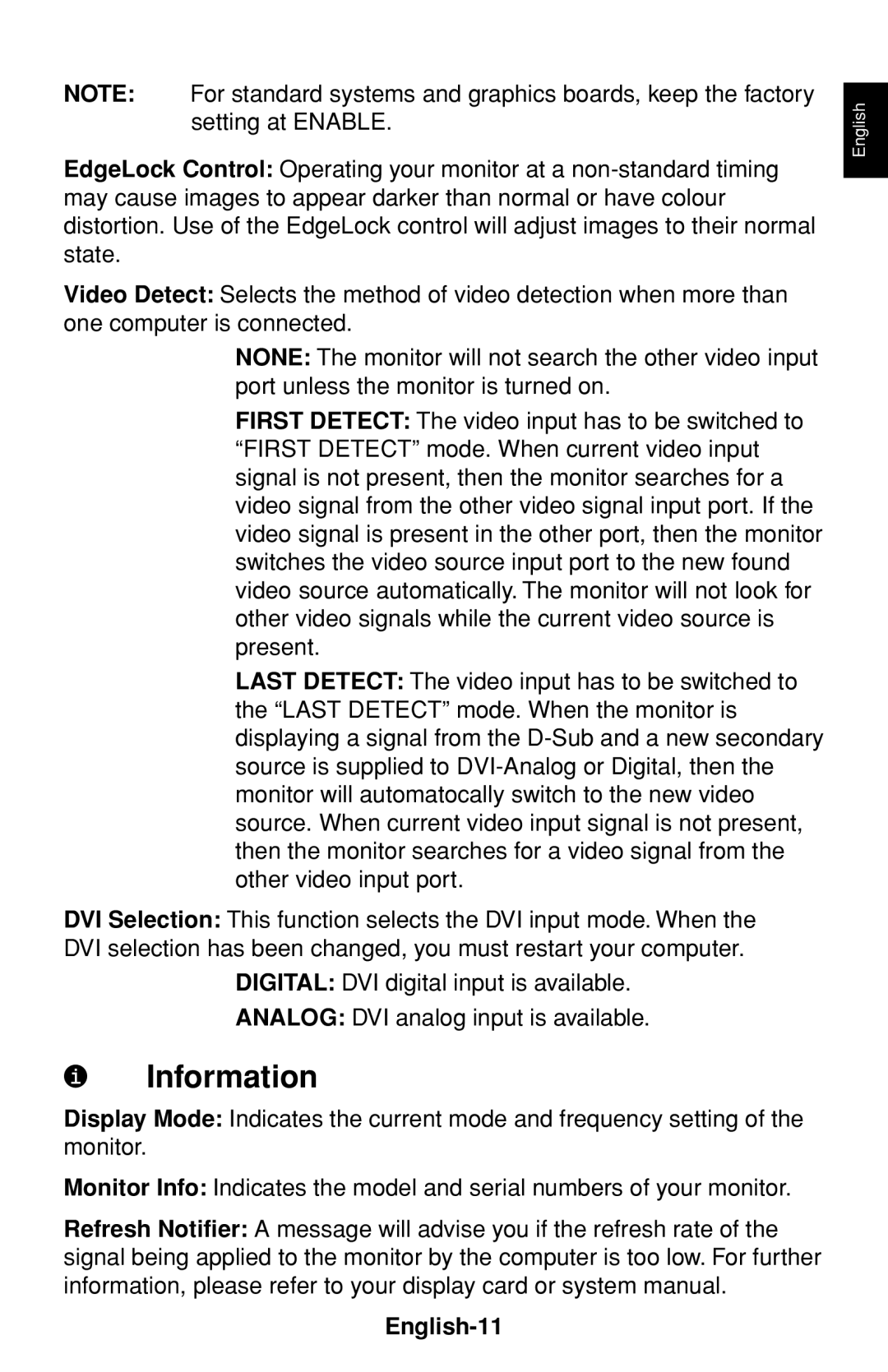 NEC FP1375X user manual Information, English-11 