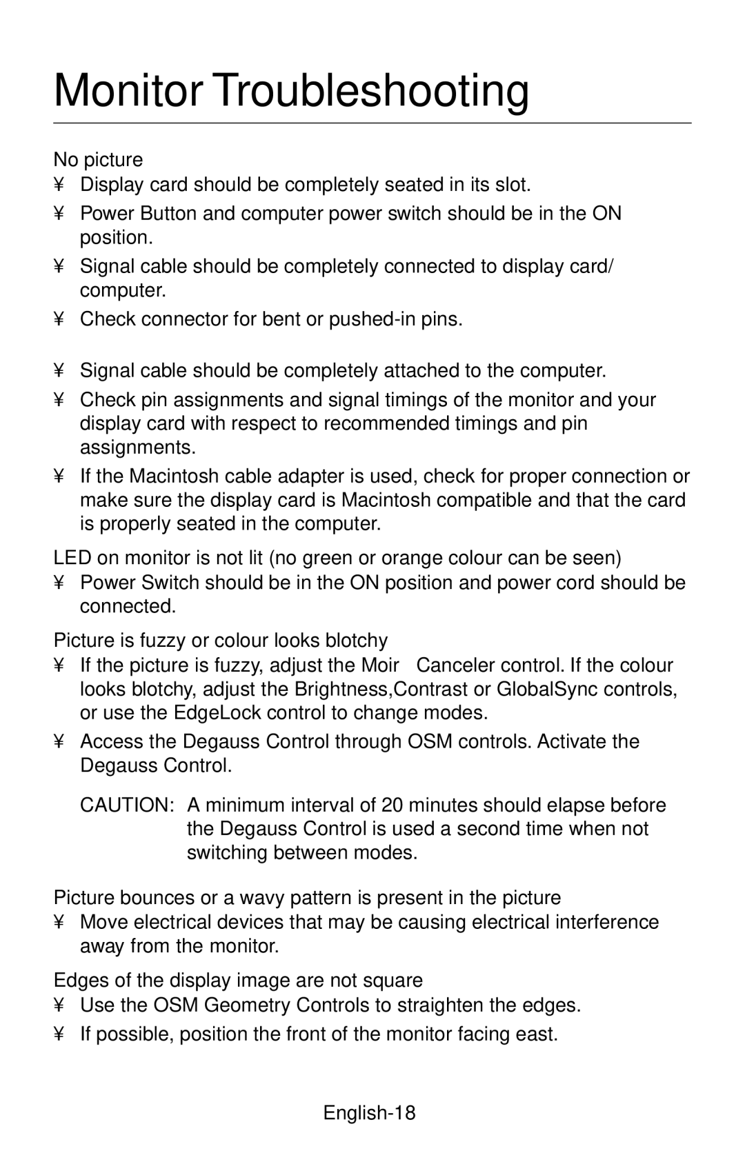 NEC FP1375X user manual Monitor Troubleshooting 