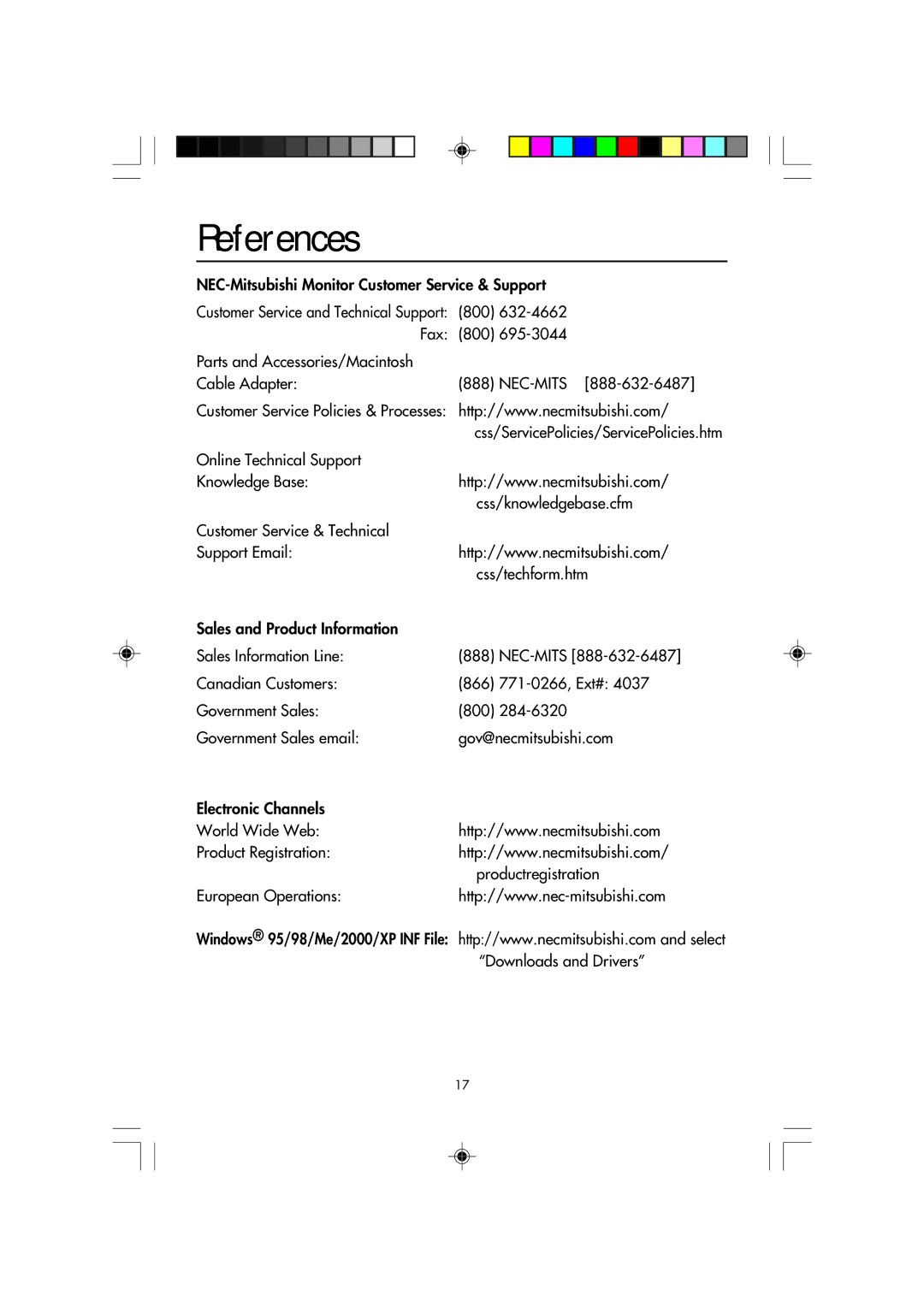 NEC FP2141SB manual References 