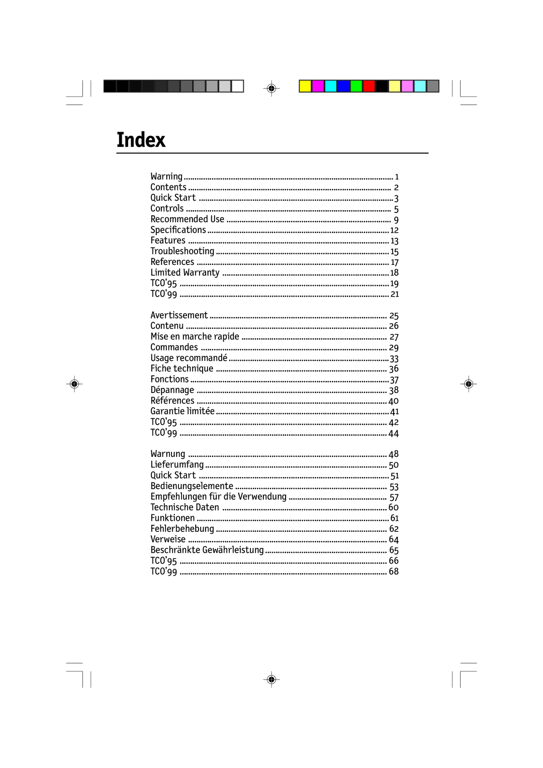 NEC FP2141SB manual Index 