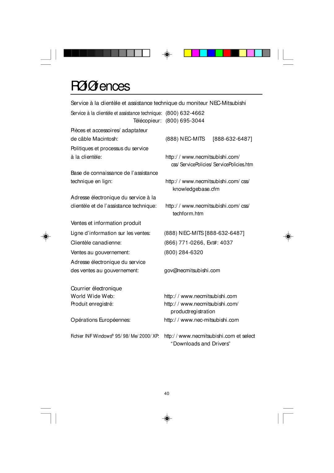 NEC FP2141SB manual Références, Techform.htm 