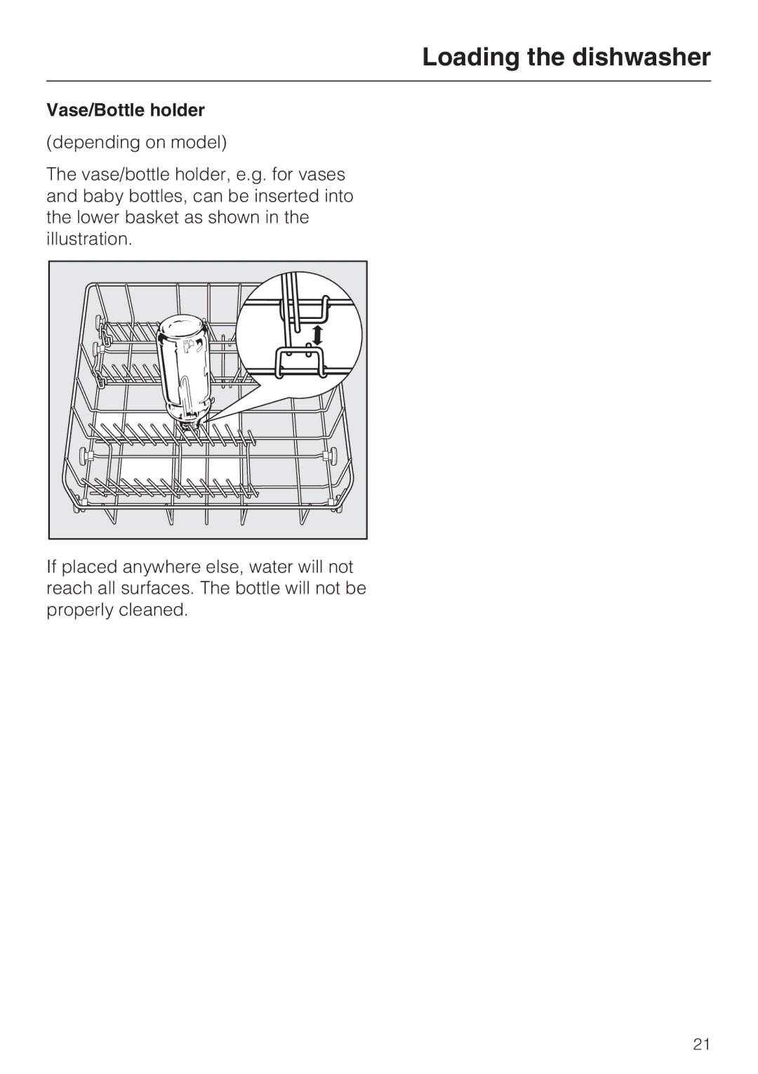 NEC G 1180, G 2180, G 2170 operating instructions Vase/Bottle holder 