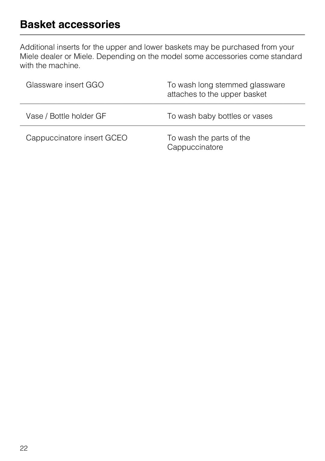 NEC G 2180, G 1180, G 2170 operating instructions Basket accessories 