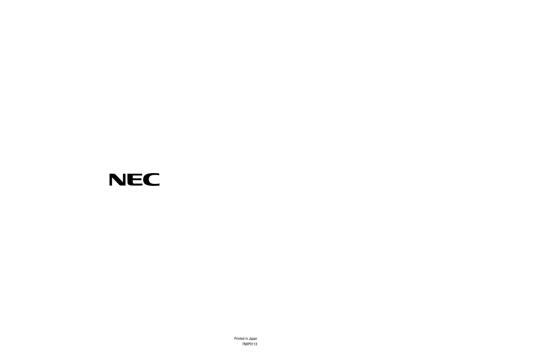 NEC GT1150 manuel dutilisation Printed in Japan 7N8P0113 