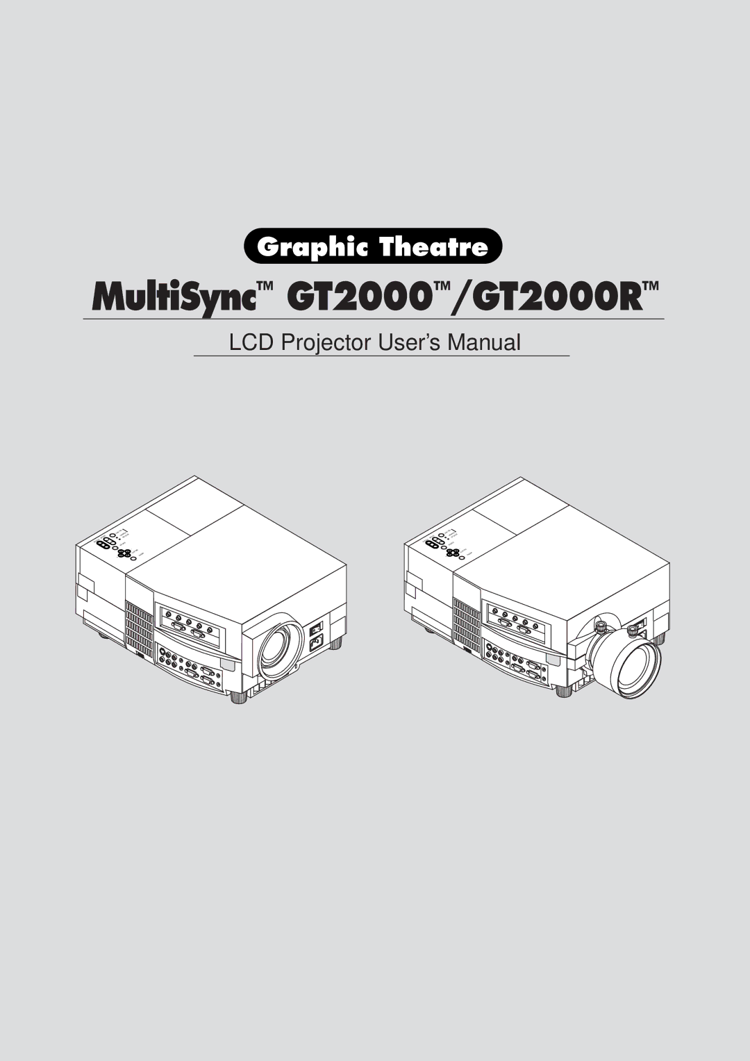 NEC GT2000, GT2000R user manual MultiSync GT2000/GT2000R 