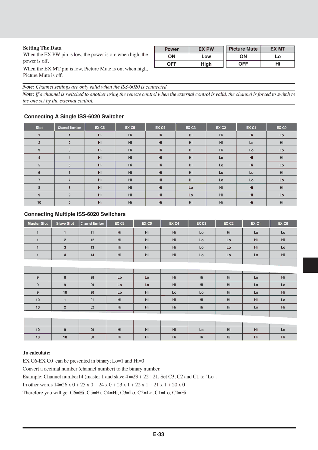 NEC GT2000, GT2000R user manual Connecting a Single ISS-6020 Switcher, Connecting Multiple ISS-6020 Switchers 