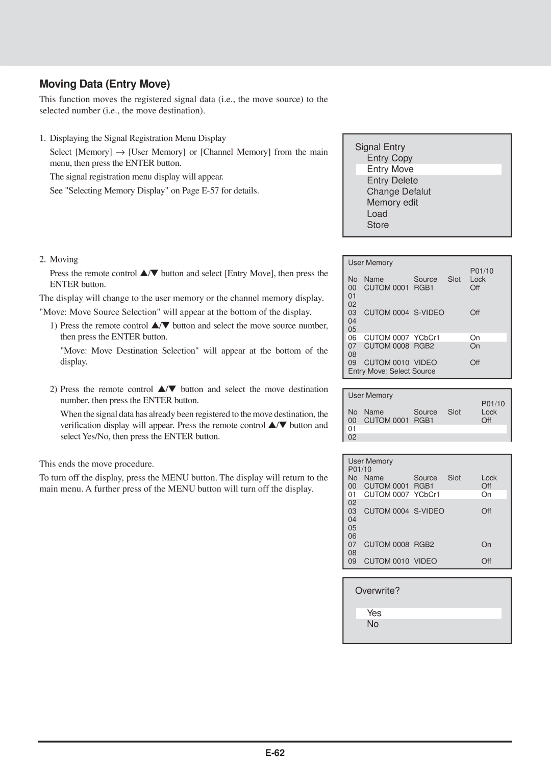 NEC GT2000, GT2000R user manual Moving Data Entry Move 