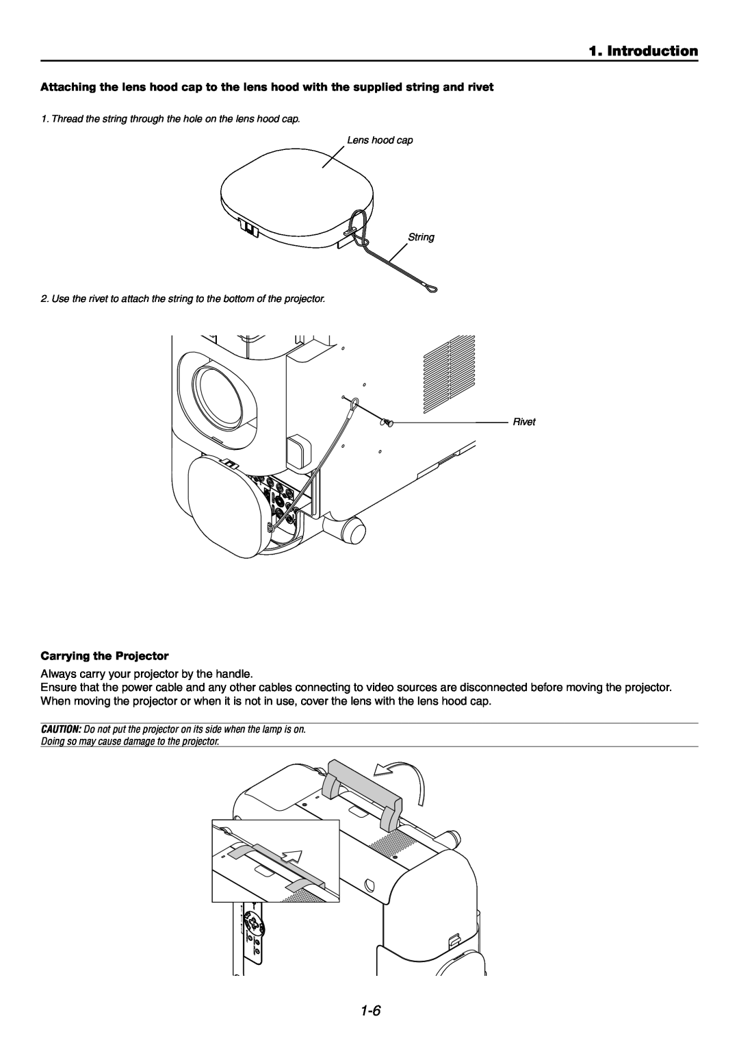 NEC GT6000 user manual Introduction, Carrying the Projector 
