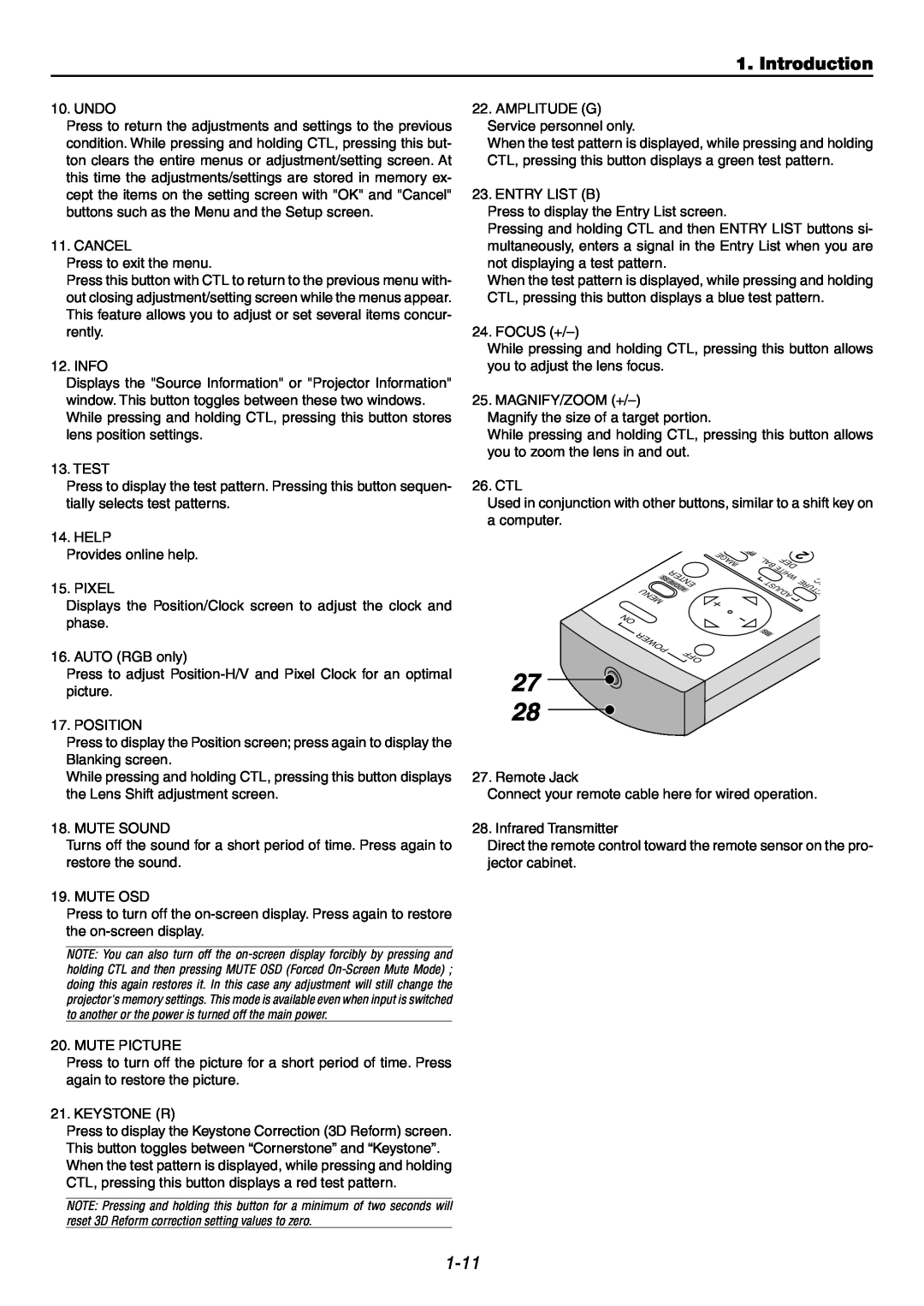 NEC GT6000 user manual 27 28, Introduction, 1-11, Undo 