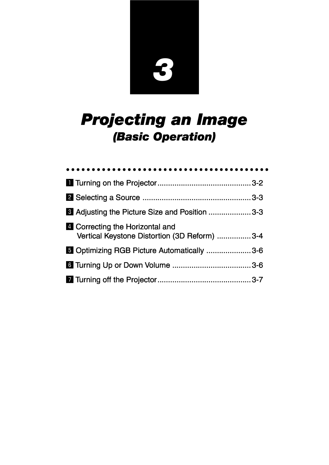 NEC GT6000 user manual Projecting an Image, Basic Operation 