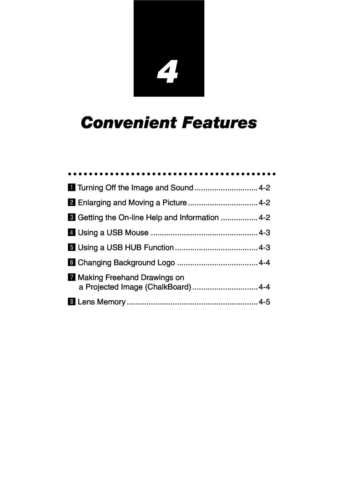 NEC GT6000 user manual Convenient Features 