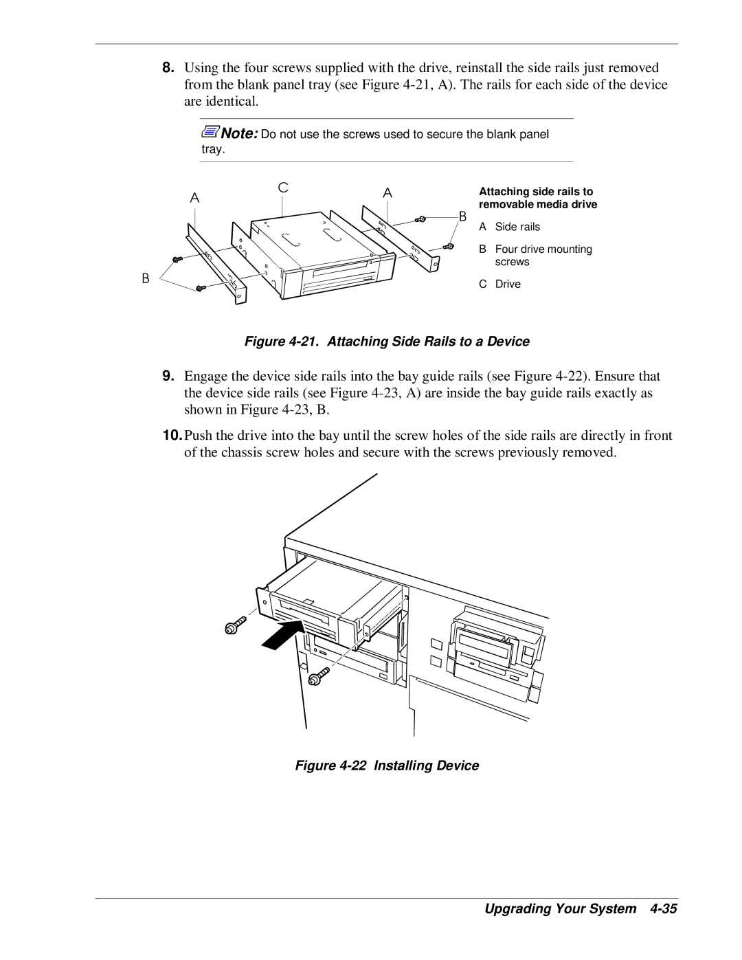 NEC HX4500 manual Attaching side rails to, Removable media drive 