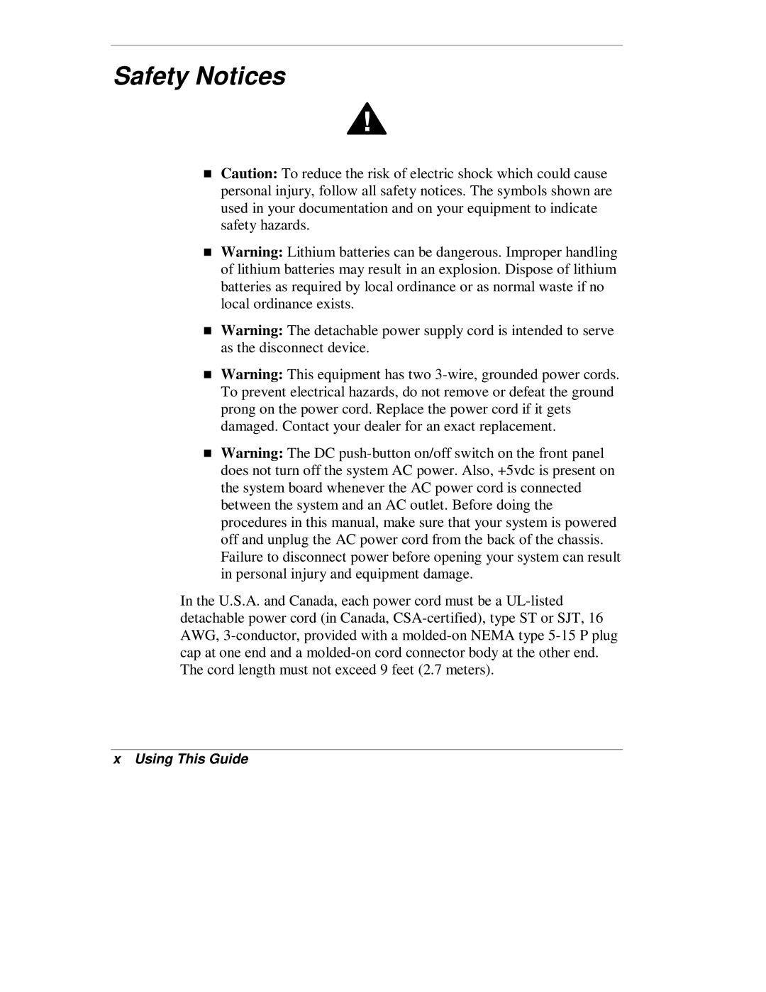 NEC HX4500 manual Safety Notices 