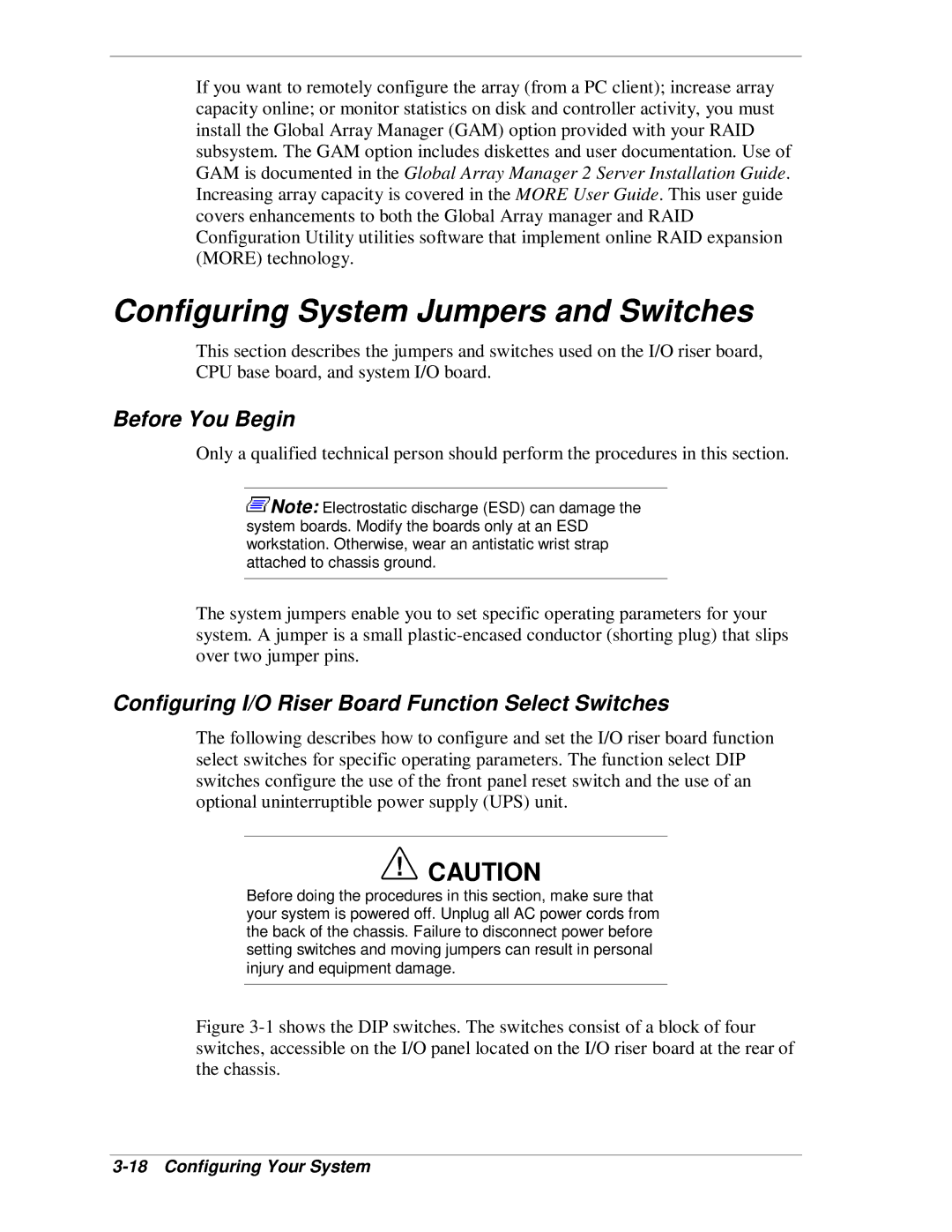 NEC HX4500 Configuring System Jumpers and Switches, Before You Begin, Configuring I/O Riser Board Function Select Switches 