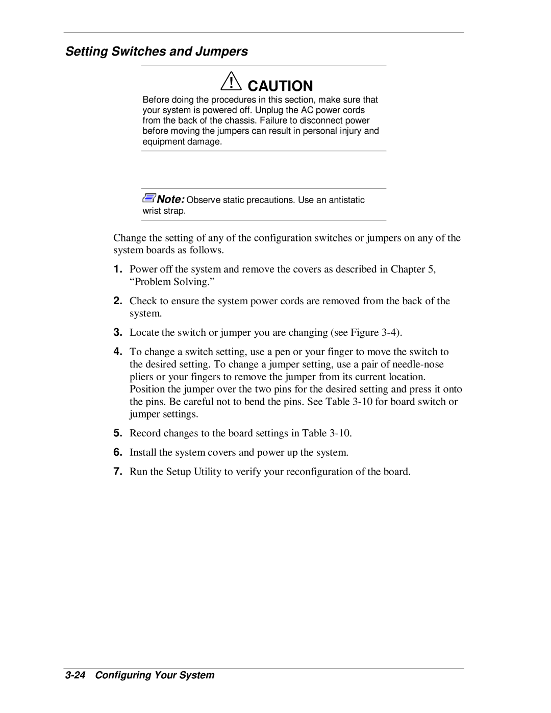 NEC HX4500 manual Setting Switches and Jumpers 