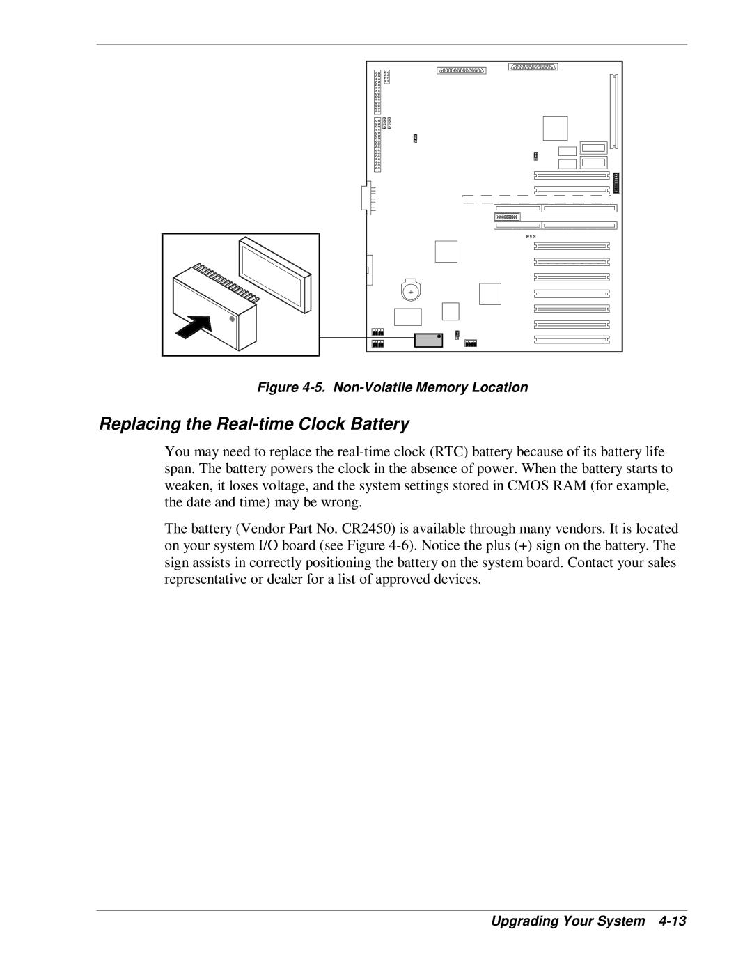 NEC HX4500 manual Replacing the Real-time Clock Battery, Non-Volatile Memory Location 