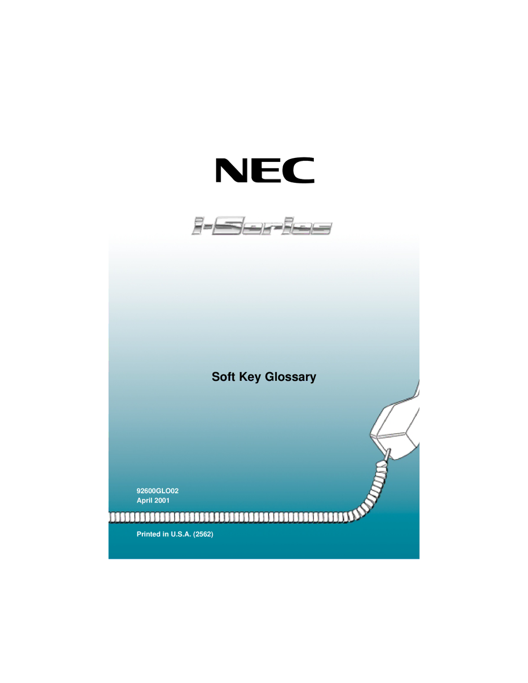 NEC i-Series manual Soft Key Glossary 