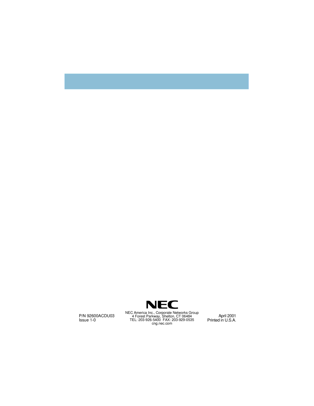 NEC i-Series manual 92600ACDU03 