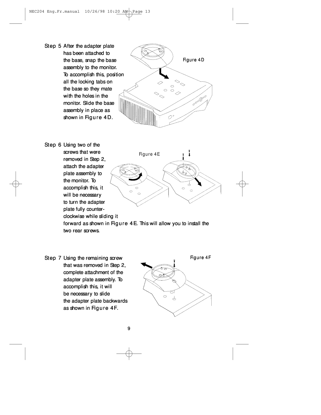 NEC A3844, IB-USB user manual After the adapter plate 