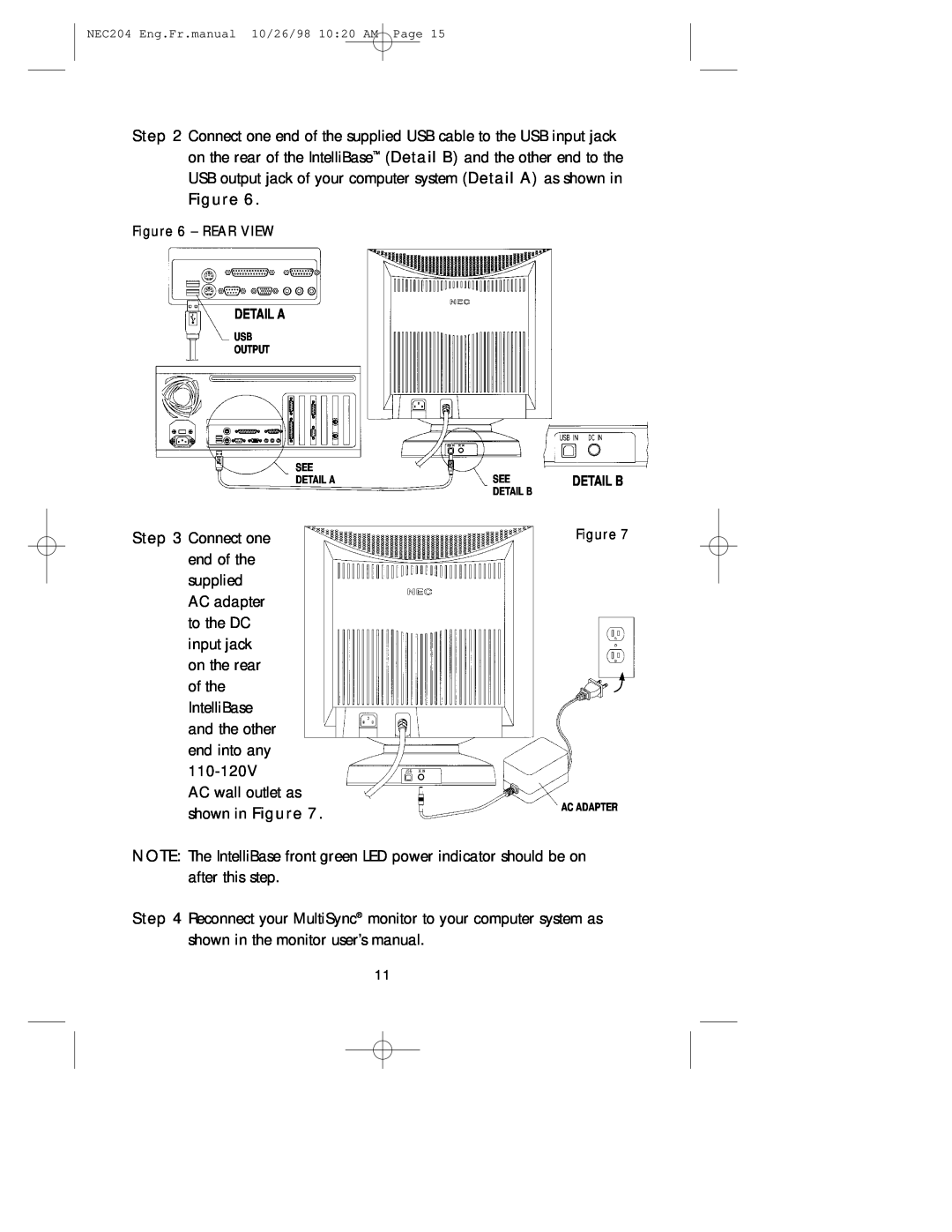 NEC A3844, IB-USB user manual AC wall outlet as shown in Figure 