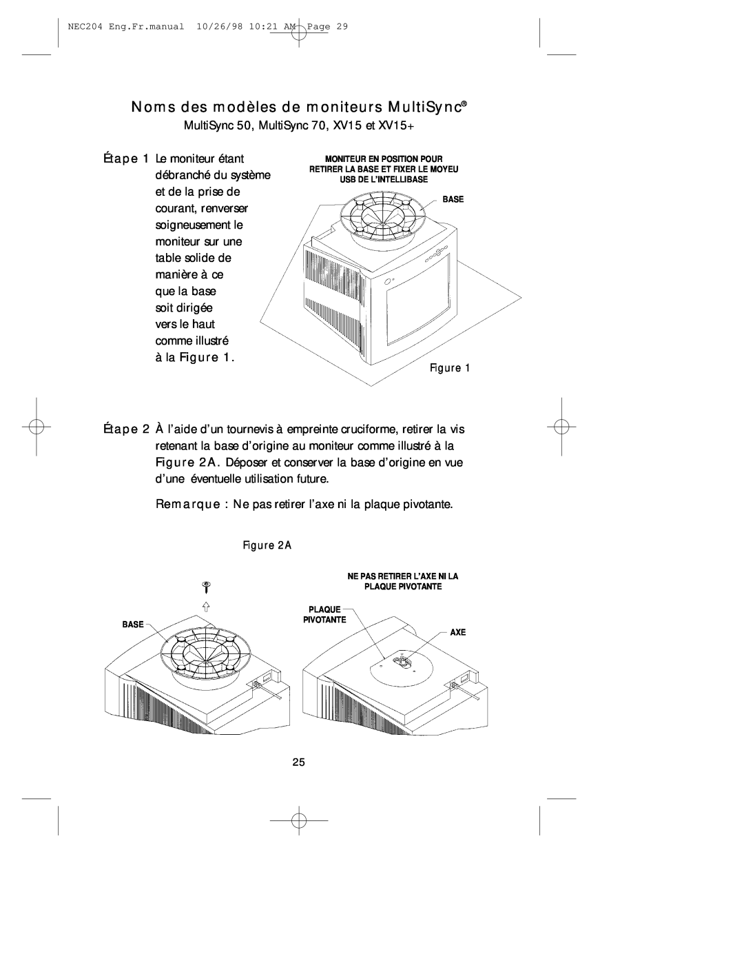 NEC A3844, IB-USB user manual Noms des modèles de moniteurs MultiSync, àla Figure 