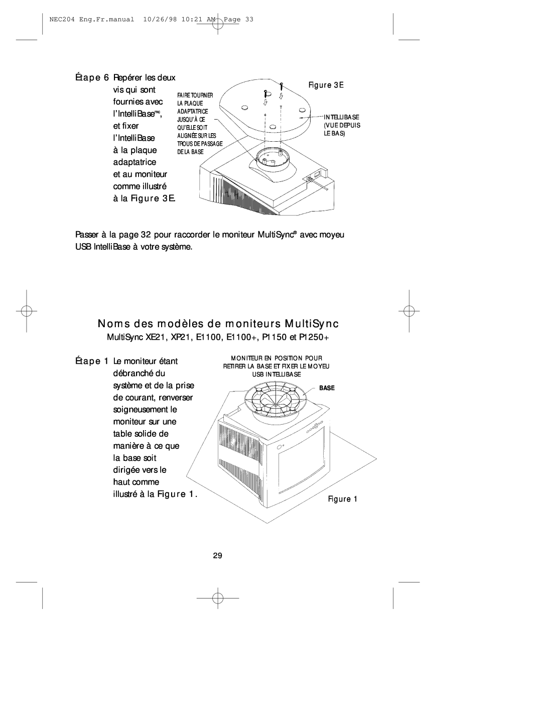 NEC A3844, IB-USB user manual Noms des modèles de moniteurs MultiSync, àla E 
