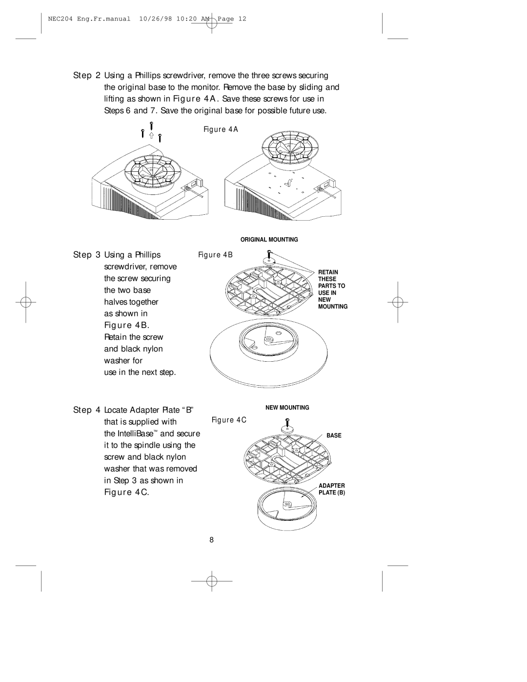 NEC IB-USB, A3844 user manual Original Mounting 