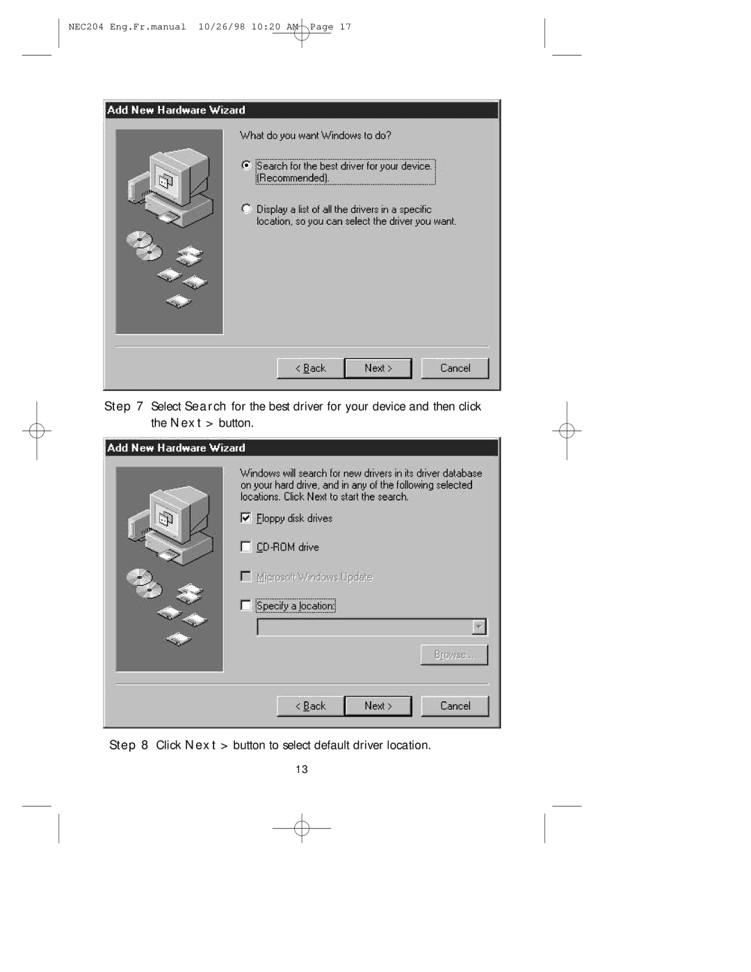 NEC A3844, IB-USB user manual NEC204 Eng.Fr.manual 10/26/98 1020 AM 