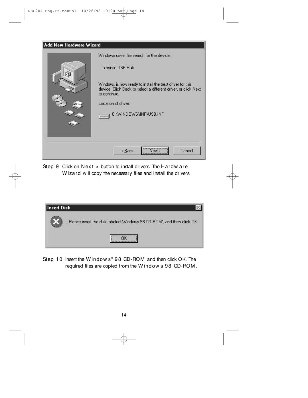 NEC IB-USB, A3844 user manual NEC204 Eng.Fr.manual 10/26/98 1020 AM 